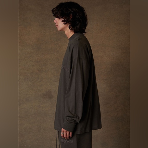 EUC Men’s Size Medium Fear Of God Oversized Long-sleeve Cotton Tee In Off Black - Picture 2 of 13